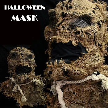

Horror Adult Scarecrow Mask Creepy Burlap Costume Fancy for Halloween Party KSI999