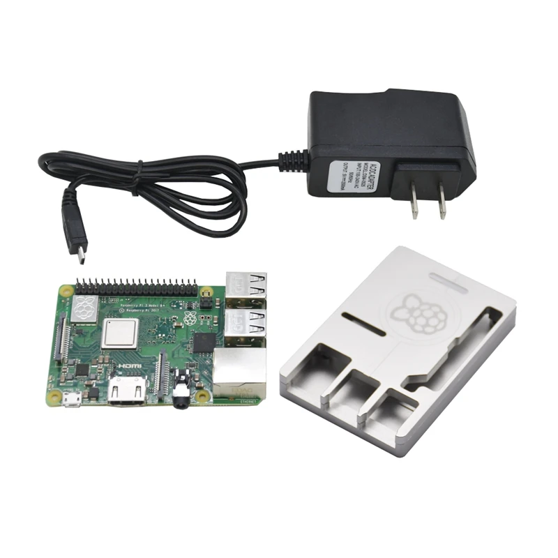 3 в 1 для Raspberry Pi 3 Model B+(плюс)+ ЧПУ Алюминий чехол с выходом 5V 2.5A Мощность адаптер Наборы штепсельная вилка стандарта США