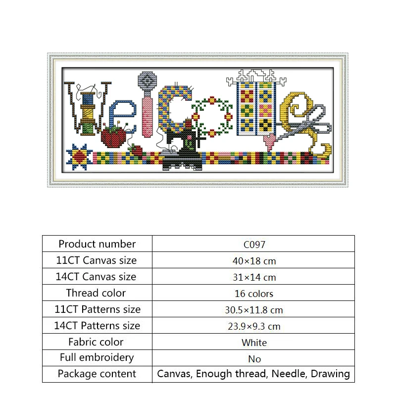 Cross stitch C097 Швейная машина Добро пожаловать карты штампованные наборы для вышивки крестом 14ct 11ct Счетный принт на холсте DMC DIY Набор для рукоделия вышивка нить - Цвет: Cross stitch C097