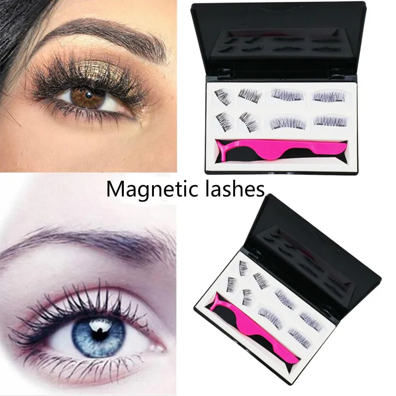 

8pcs Magnetic eyelashes with 3 magnets handmade 3D magnetic lashes natural false eyelashes magnet lashes with gift box