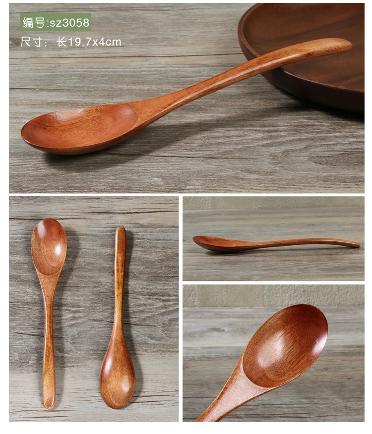 20 Cm Logs Spoon Environmentally Friendly Old Paint Edible Spoon Household Wood Spoon Practical Ladel Can Carve Writing Customiz