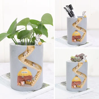 

New Flower Pot Forest Live-rabbit Flowerpot Cute Toy Pen Pot Holder Tree rabbit Shaped Garden Plant Pot new