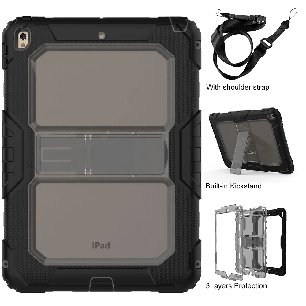Kids Shockproof Case for iPad Air 3 Pro 10.5 Coque Three Layer Shockproof Rugged Case 360 Degree Hand Shoulder Strap Cover - Цвет: 7