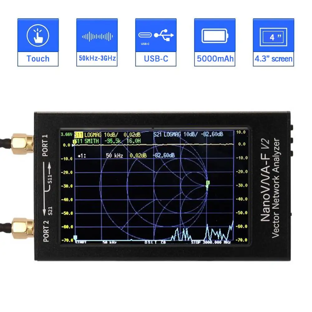 US $126.05 For SAA2 NanoVNAF V2 Vector Network Analyzer Digital Nano VNA Tester HF VHF UHF USB Logic Antenna Analyzer Standing