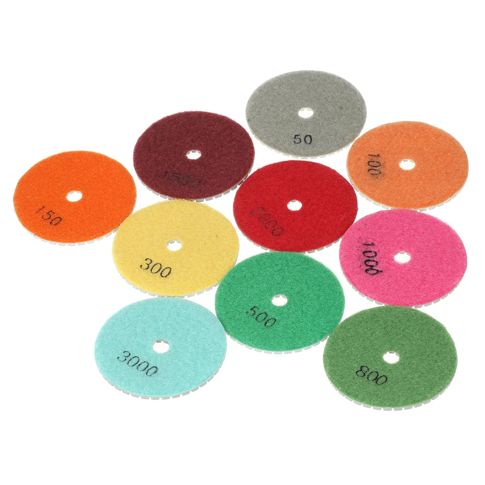 10pcs 3" Diamond Flexible Wet Polishing Pads abrasive tools dremel accessories Grinding Disc+ 1pc Backing Pad for Marble Stone