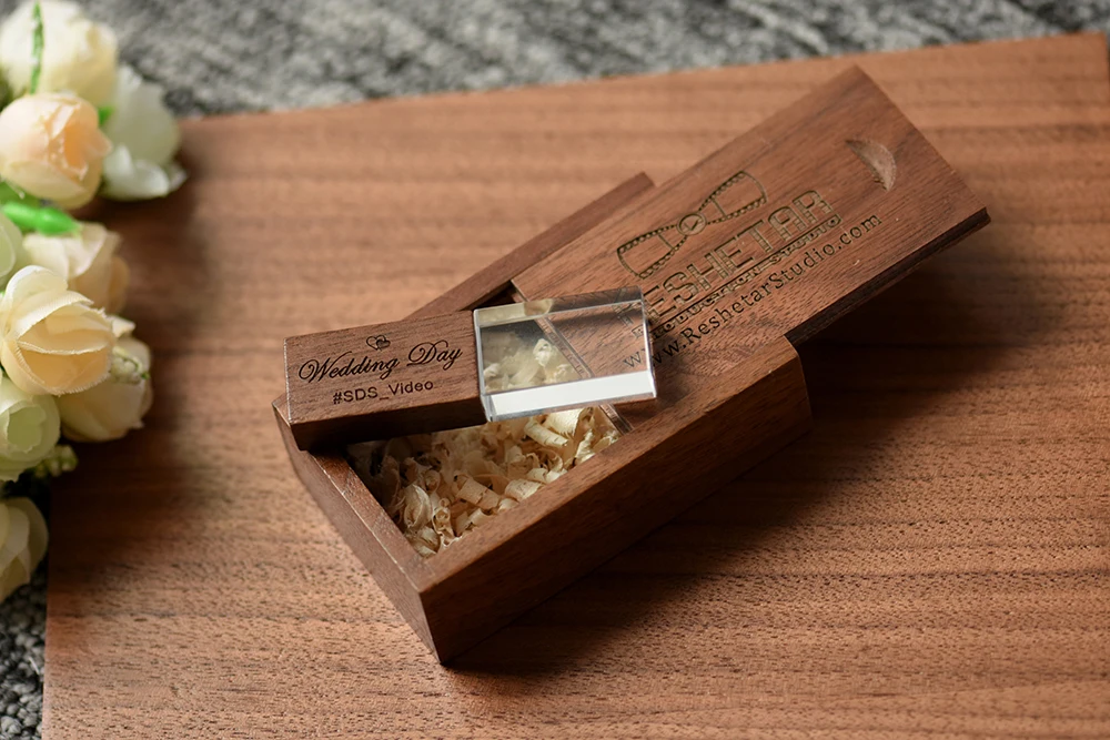 128GB Caixa De Madeira De Cristal Memoy