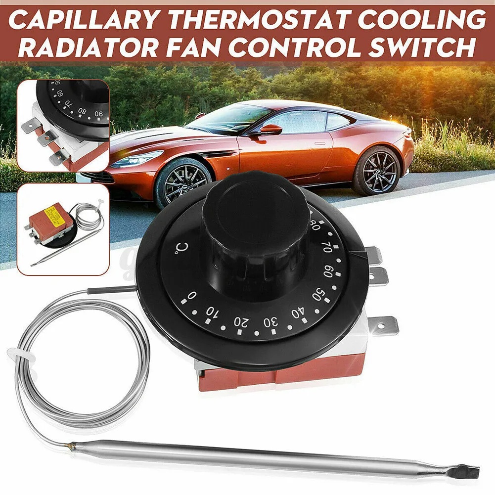 12V Adjustable Electric Fan Thermostat Switch Radiator Temperature