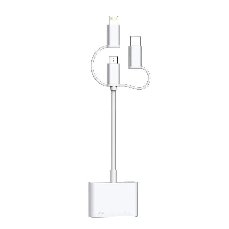 3 в 1 для USB C в HDMI конвертер для освещения в HDMI AV адаптер конвертер кабель адаптер для iPhone iPad Аудио Видео адаптер