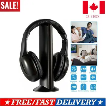 

5 in 1 Wireless Headphones Headset Cordless RF Mic For MP3 MP4 FM PC TV DVD CD New