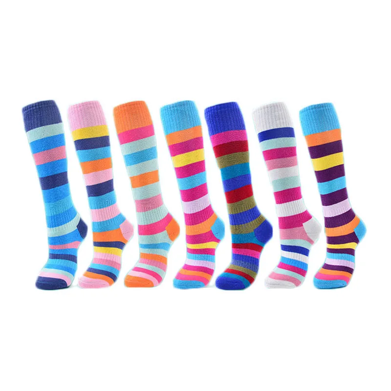 Kids Winter Warm Skiing Sock Boys Girls Long Striped Thick Thermal Sock For Roller Skating Snowboarding Chlid Snow Sports