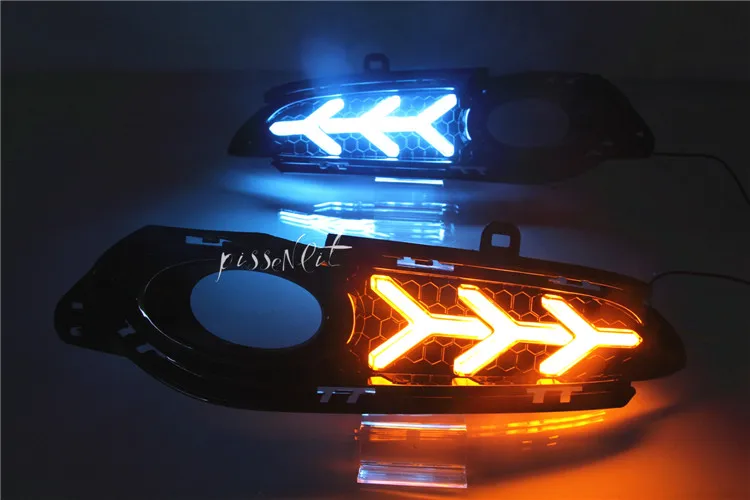 Подходит для Honda HRV HR-V VEZEL автомобиля DRL вождения Дневной ходовой светильник DRL с мигающим желтым поворотом противотуманная лампа реле Дневной светильник