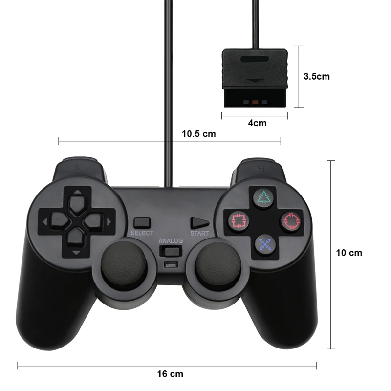 Прозрачный цветной проводной контроллер для PS2, Вибрационный джойстик, джойстик, цветной джойстик для Playstation 2, контроллер