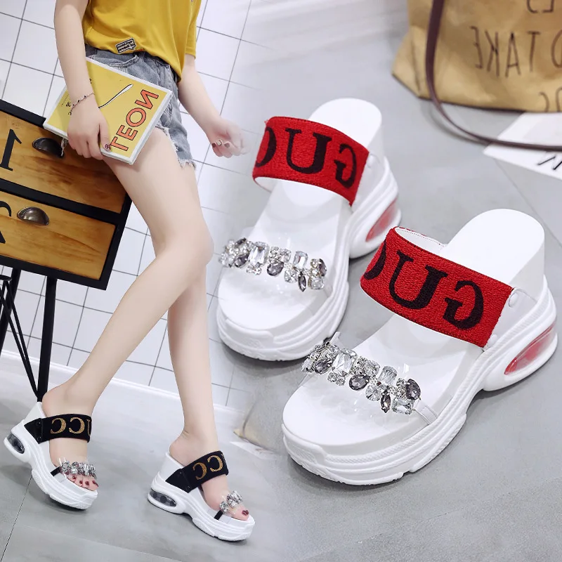 

Europe And America New Style Slanted Heel Mixed Colors Peep-Toe Sandals Man-made Diamond Transparent Sandals Women's Ultra-High-