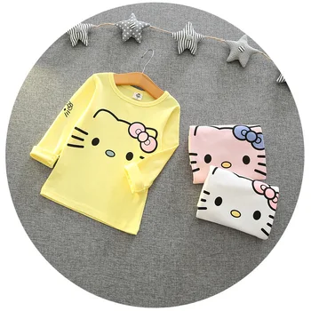 

Baby Clothes Cartoon Girl Hello Kitty Long Sleeve T-shirt Children Clothing Sets Girl Top Clothes Kid Autumn Undercoat