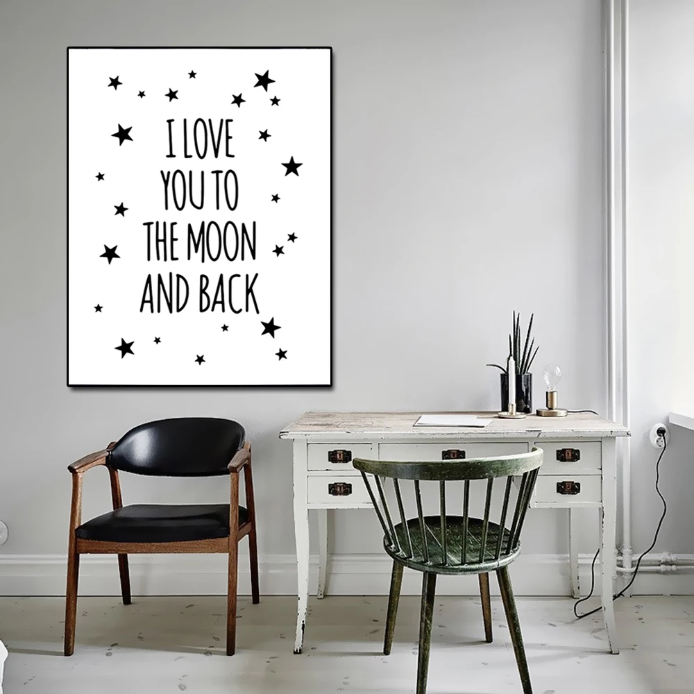 Я люблю тебя на Луну и обратно Цитата холст звезда художественный принт постер