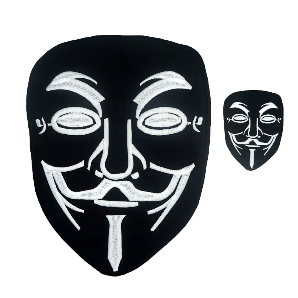 V-Vendetta вышитая швейная этикетка Панк Байкер нашивки одежда наклейки Одежда Аксессуары значок - Цвет: large 32 a2