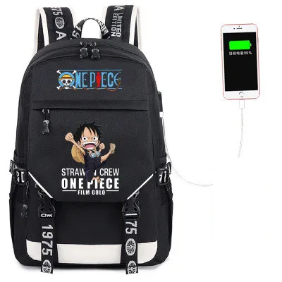 Style 14 Один Кусок Луффи Чоппер череп Law USB порт рюкзак для мальчиков и девочек для мужчин и женщин Сумка дорожная школьная сумка для подростков ноутбук Книга сумка Mochila - Цвет: Style 14