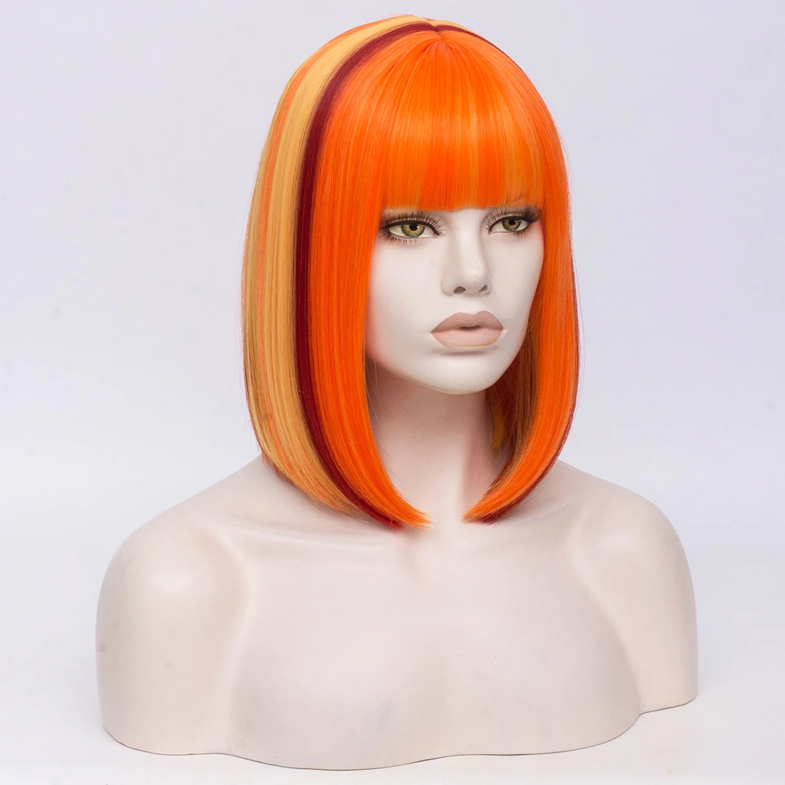Similer, Женские синтетические парики, короткие прямые волосы, оранжевый парик для косплея, Ombre цвета, высокотемпературное волокно