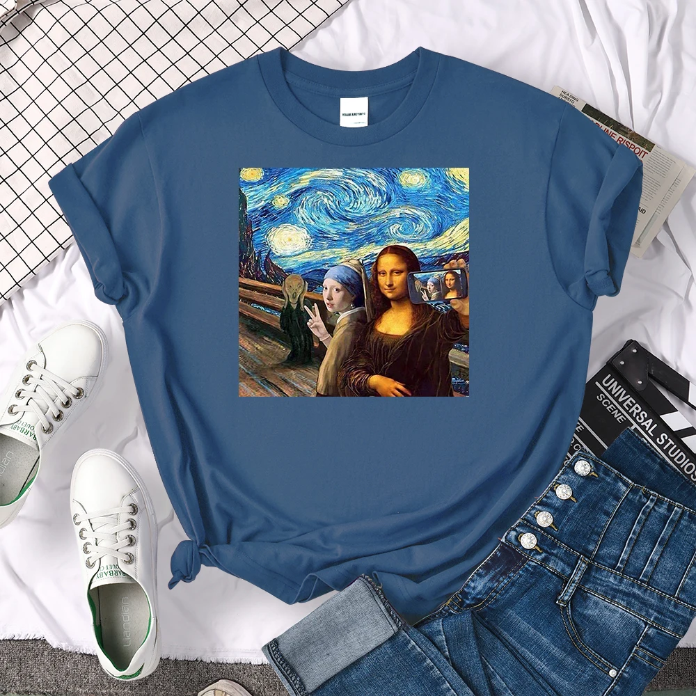 Футболка женская с принтом картины я и Мона Лиза модный брендовый удобный