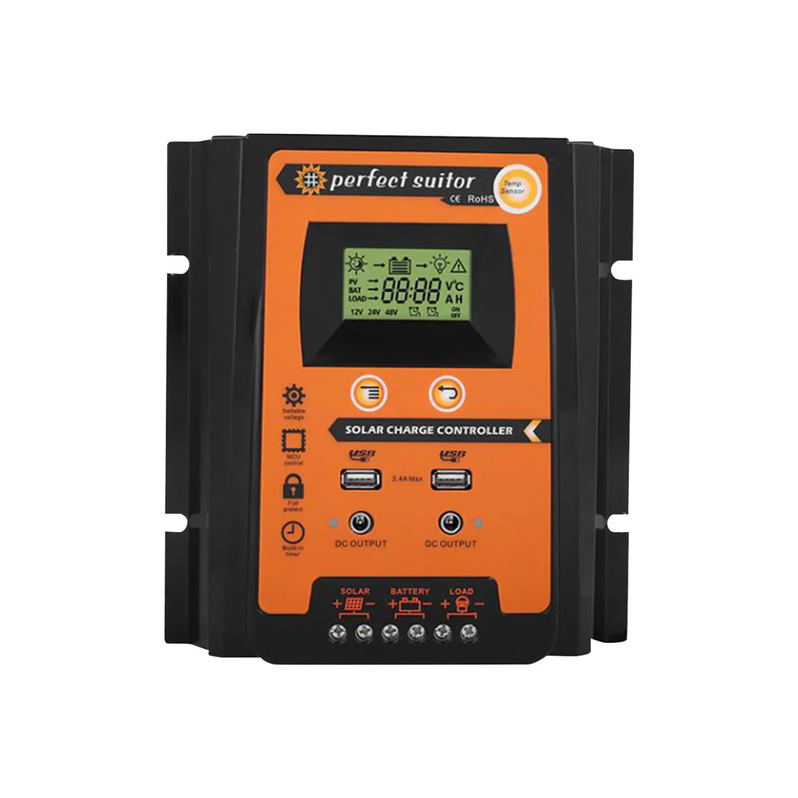 

Solar Charger Regulator LCD Display Solar Panel Controller Regulator with Big LCD Battery Controller Load Timer
