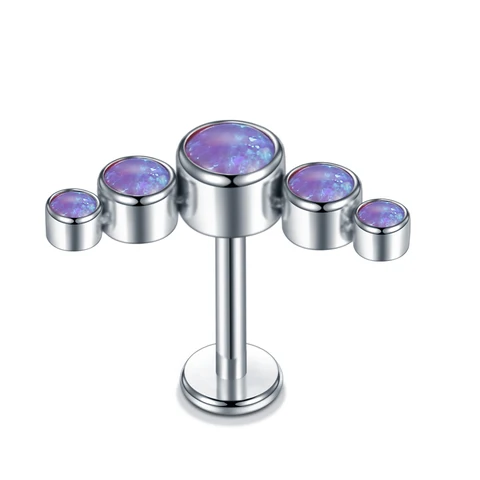 Steel Opal CZ Gem Lip Labret Stud Piercings Rook Tragus Ear Cartilage Helix Conch Earring Stud Piercings Sexy Jewelry 16G