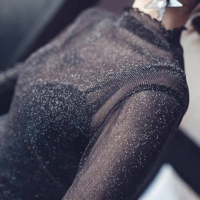 Сексуальная Женская Блузка Прозрачная сетчатая с длинным рукавом прозрачная