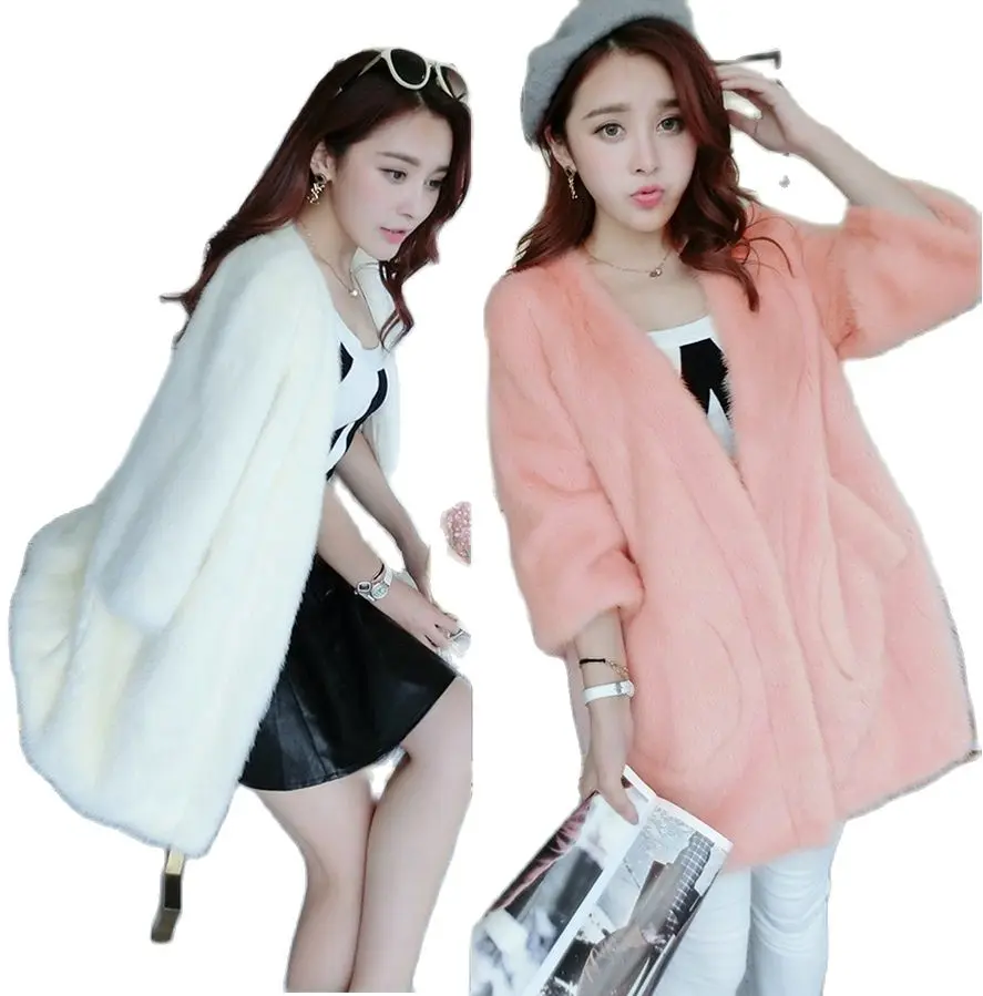 

A0001 Winter Women Coat High Imitation Mink Coat Female Long Faux Mink Fur Coat