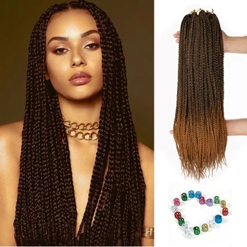 

Crochet hair 22 inch box braids 15 Roots/pack Ombre Synthetic Braiding Hair extension Heat Fiber Bulk braid pink,black