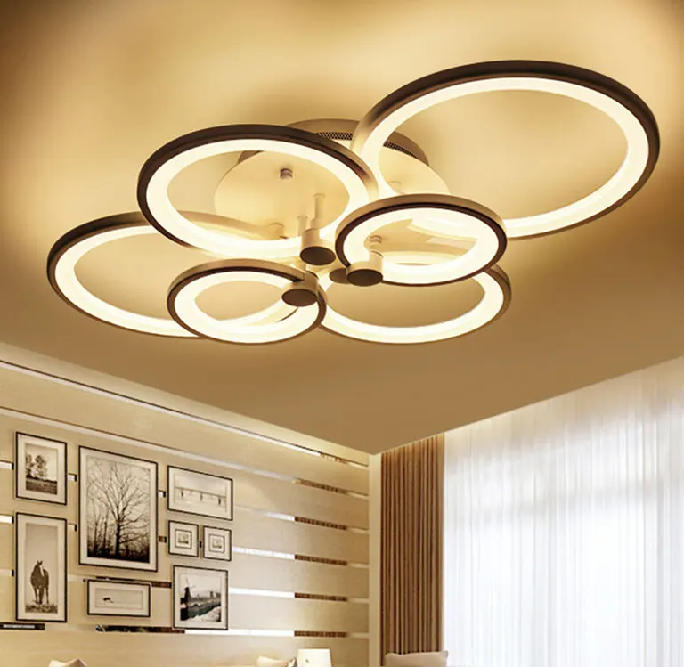 

Post-Modern Lamp Ceiling Light 4/6/8/10 Circles Golden Modern Loft Led Acrylic Circles designs be dimmable lamp for living room