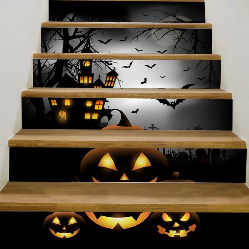

6Pieces/set 3D Simulation of Stair Sticker Halloween Stereo Sticker Simulation Waterproof Wall Sticker DIY Wallpape Dropship