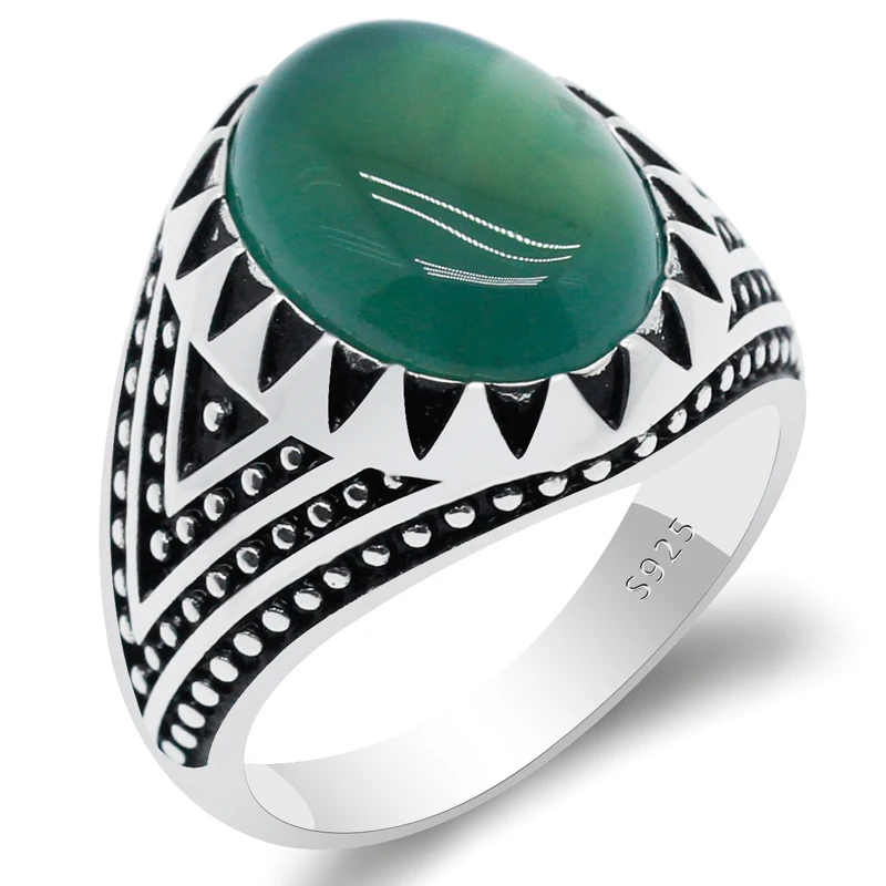 Мужское кольцо из серебра 925 пробы с натуральным агатом|Кольца| |