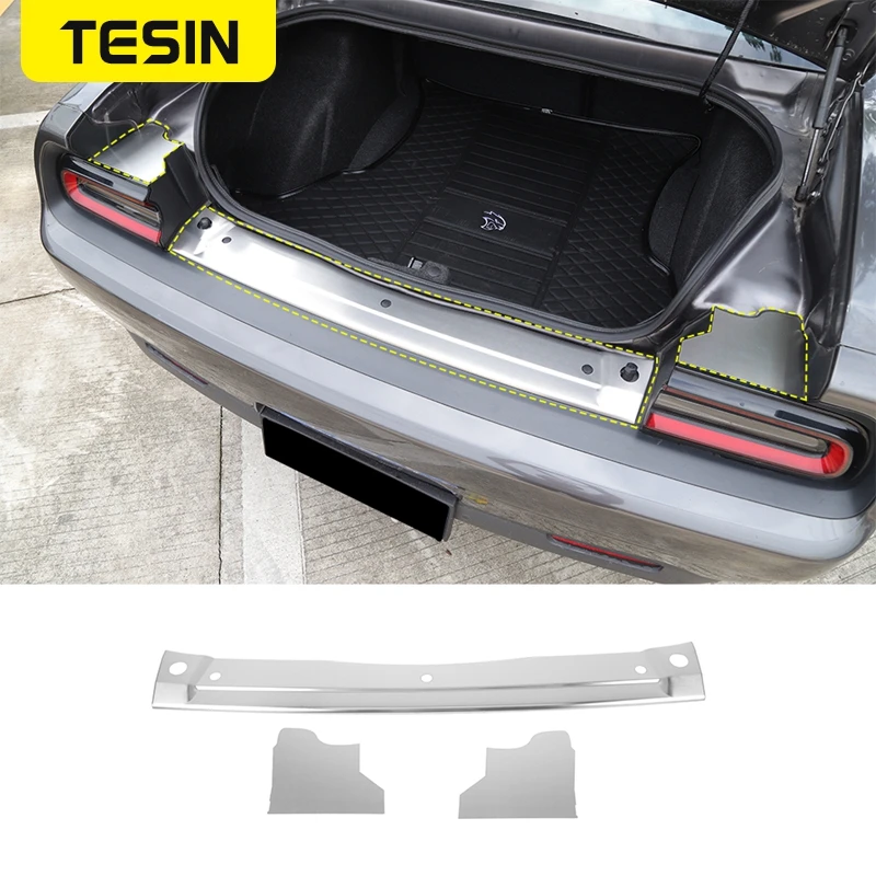 

CAR Rear Guard Plate For Dodge Challenger 2015+Car Rear Trunk Guard Plate Trim Protector Cover For Dodge Challenger Accessories