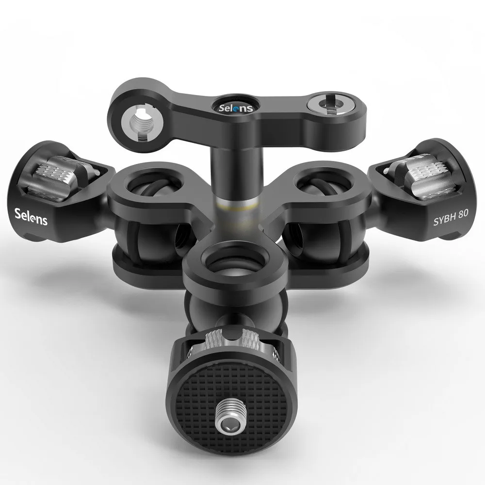 Multi-Function Dual Ball Head Hot Shoe Magic Arm Mount Adapter with 3/8'' 1/4'' screw for Sony Canon Nikon DSLR Cameras