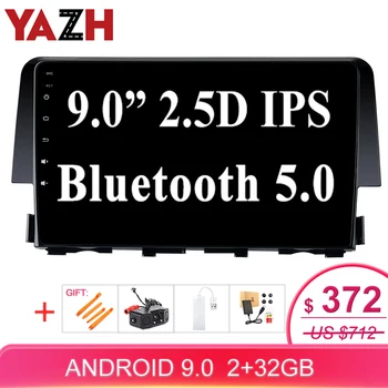 

YAZH 9.0" IPS GPS Unit Multimedia For Honda Civic 2016 2017 with Android 9.0 Octa Core 1024*600 HD Display/ Mirror Link/ SWC