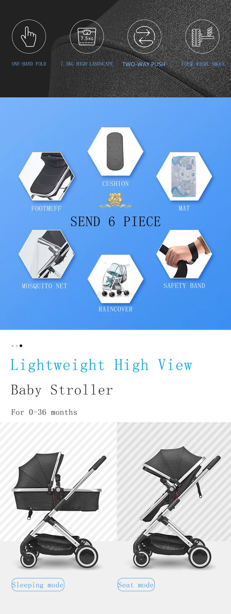 Bluechildhood роскошный светильник для детской коляски, переносная детская коляска, универсальная детская дорожная система, светильник на колесиках для ребенка