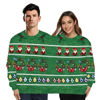 

New Christmas Sweater Spoof 3D Printing Hoodie Couples Two-Piece Ugly Christmas Sweatshirt Siamese Crew Autumn Winter Gothic