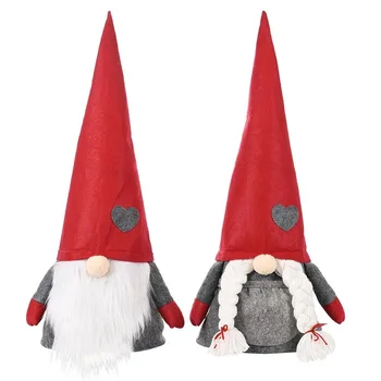 

Cone Shaped Spring Forest Santa Christmas Tree Topper Star Decorations Xmas Faceless Doll Ornament for New Year Home Decor
