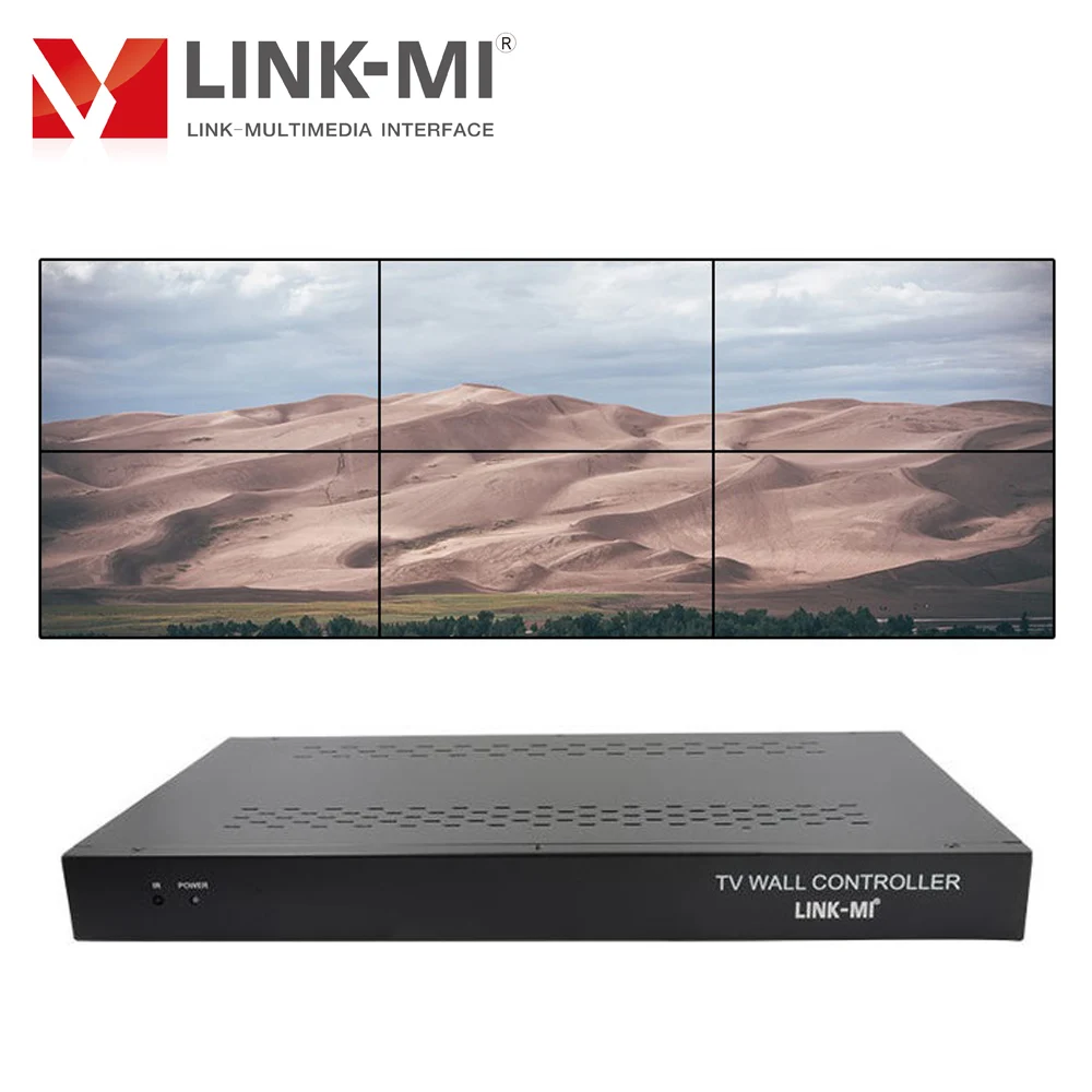 LINK-MI 2x3 3x2 TV 벽 컨트롤러 HDMI + VGA + DVI + USB 입력 줌 커팅 기능 1080P 캐스케이드 플라잉 캡션 비디오 벽