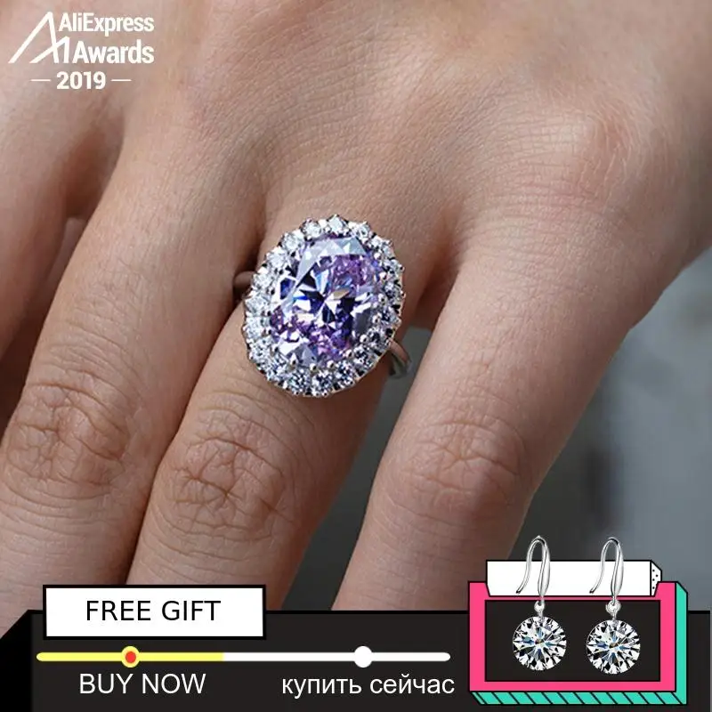 

NOT FAKE 5 Carat Oval Cut 14*10mm S925 Sterling Silver Ring SONA Diamond solitaire Fine Ring citrine sapphire amethyst