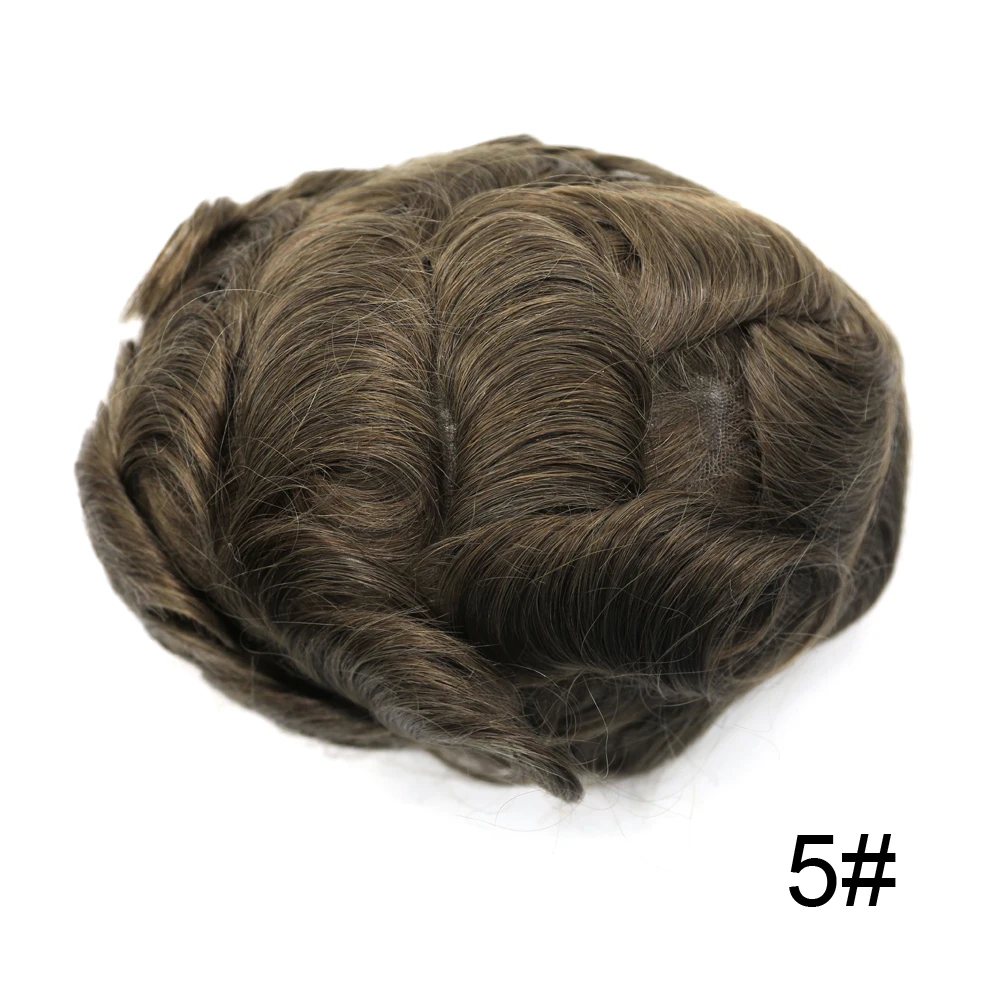 SSH remy Волосы полные швейцарские кружева мужские Toupee натуральные передние отбеленные узлы человеческие накладные волосы - Парик Цвет: 5#