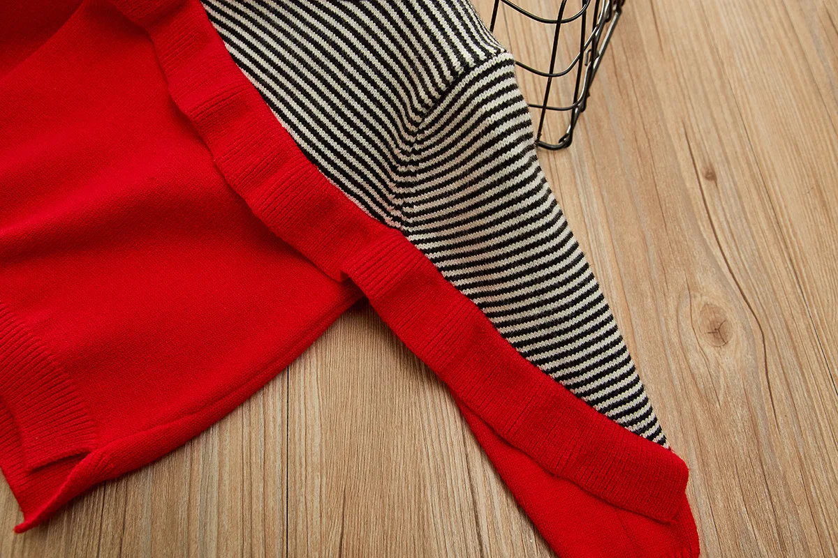 Шерстяной свитер для девочек; сезон весна-осень; детский Модный хлопковый свитер+ платье; 2 предмета; спортивные костюмы для маленьких девочек; Детские Рождественские костюмы на день рождения