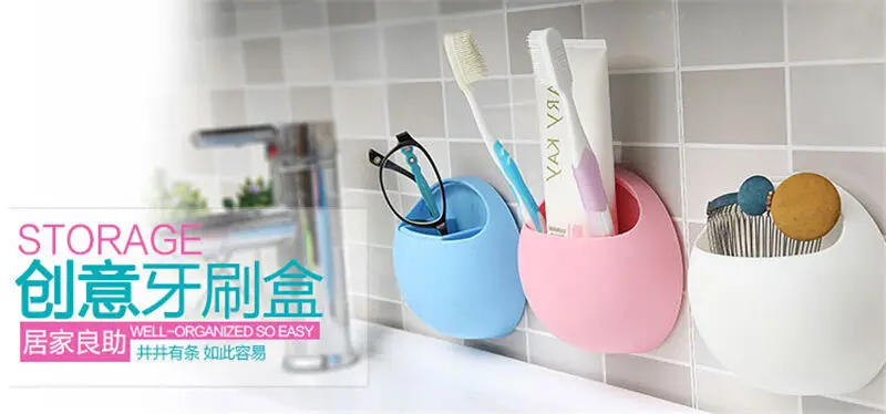 Home Toothbrush Wall Mounted Holder Sucker Bathroom Suction Cup Organizer 
