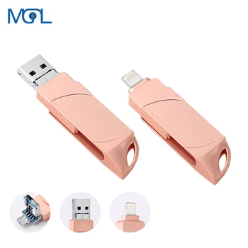 

MGL OTG USB Flash Drive 128Gb 256Gb Pendrive 64Gb 32gb 16gb Usb2.0 Flash Disk for iPhone X/8 Plus/8/7 Plus/6/5 Metal pen drive