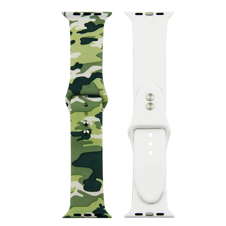 22 Ремешок с принтом для apple watch 5, 4, ремешок 44 мм, 40 мм, iwatch 5, 4, 3, 2, 1, ремешок 42 мм, 38 мм, спортивный силиконовый браслет, наручный ремень, аксессуары - Цвет ремешка: 22