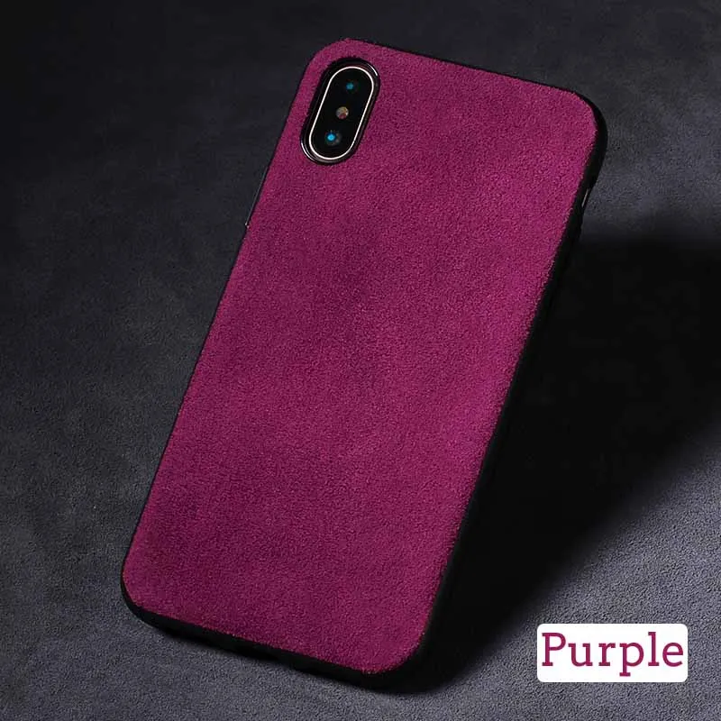 Кожаный чехол для Xiaomi mi 8 mi 9 se A2 Lite mi x 2S 3 Max 3, мягкий чехол из замши и ТПУ с краями для Red mi Note 5 6 Pro 6A - Цвет: pur red