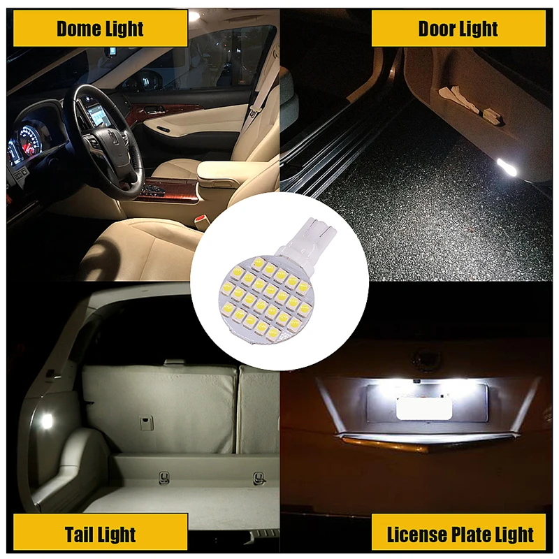 100x T10 неполярный светодиодный 194 W5W 24 светодиодный 501 1210 SMD авто отложным воротником сбоку номерной знак светильник лампа габаритного огня DC12V