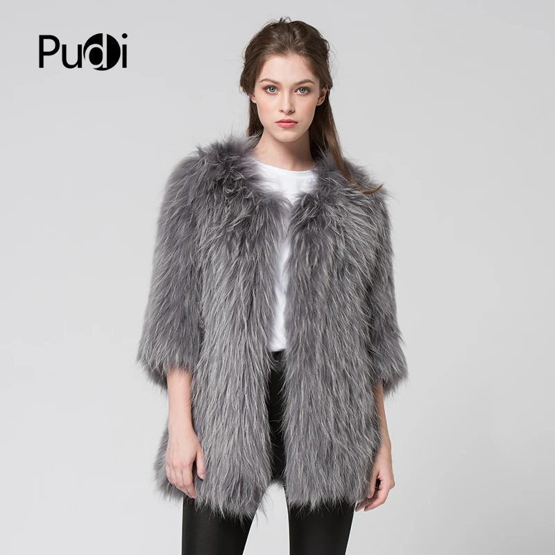 

Pudi CT7031 women knitted fur jackets Real Genuine Raccoon Fur Knit Coat Jacket Cardigan many colors