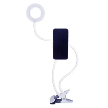 

2-in-1 Cell Phone Holder with LED Selfie Ring Light for Live Stream Phone Clip Holder Adjustable Desk Lamp Makeup Light