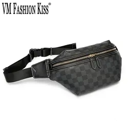 VM модная Мужская/женская сумка через плечо в стиле хип-хоп с классическим рисунком, сумка через плечо из ПВХ, Женская поясная сумка, Кожаная