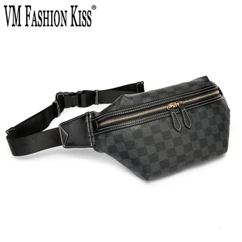 

VM FASHION KISS Men/women Shoulder Bag Hip Hop Classic Pattern Crossbody Bag PVC Women Belt Bag Leather Waist Bag
